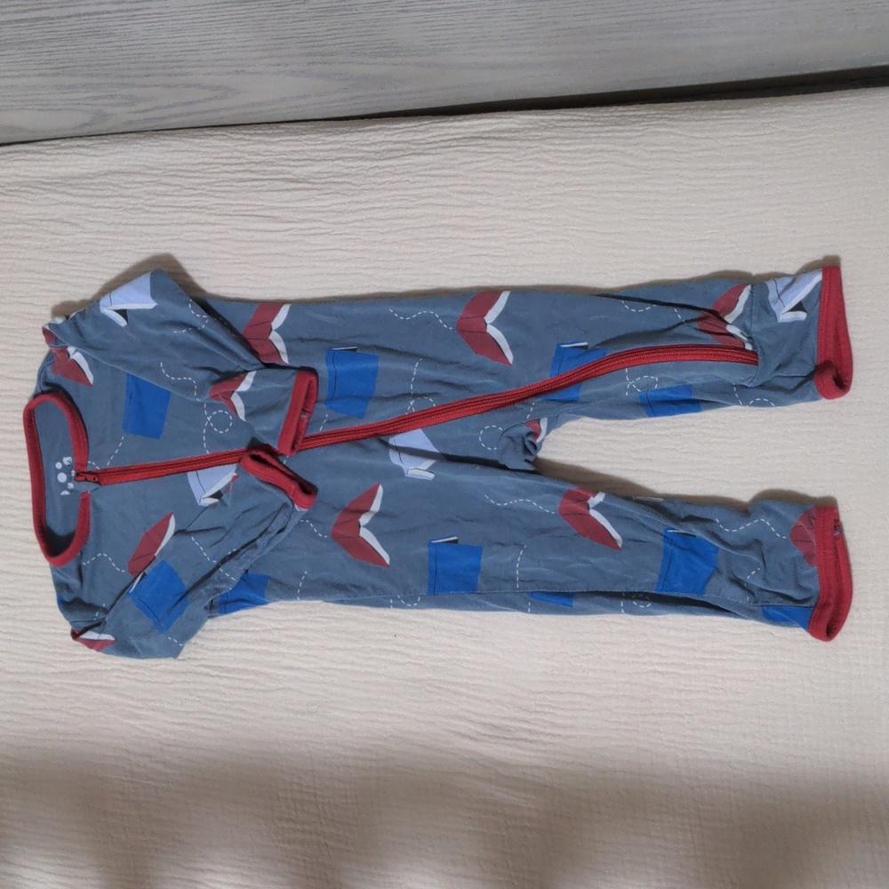 Kickee Pants slate flying books coveralls